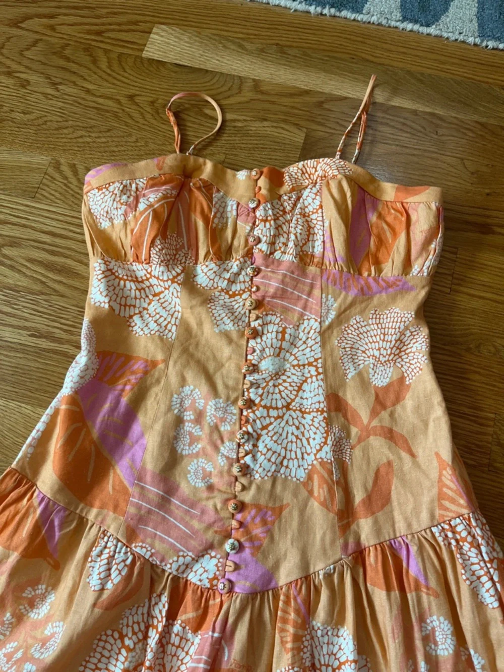 Anthropologie x Farm Rio Linen Blend Strapless Drop-Waist Maxi Dress Size S NWT - Picture 12 of 14